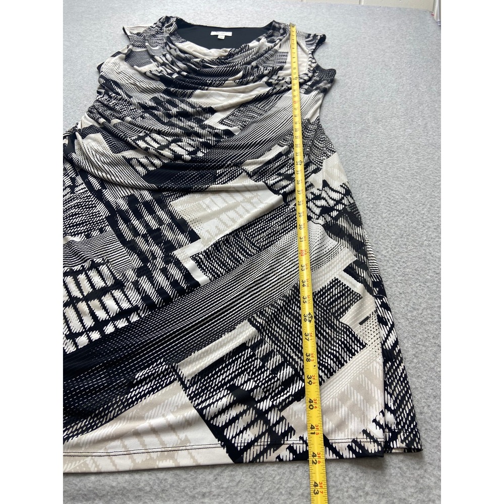 Dressbarn Dress Womens 18 Black White Geometric Print Cowl Neck Sleeveless Lined - Picture 9 of 14